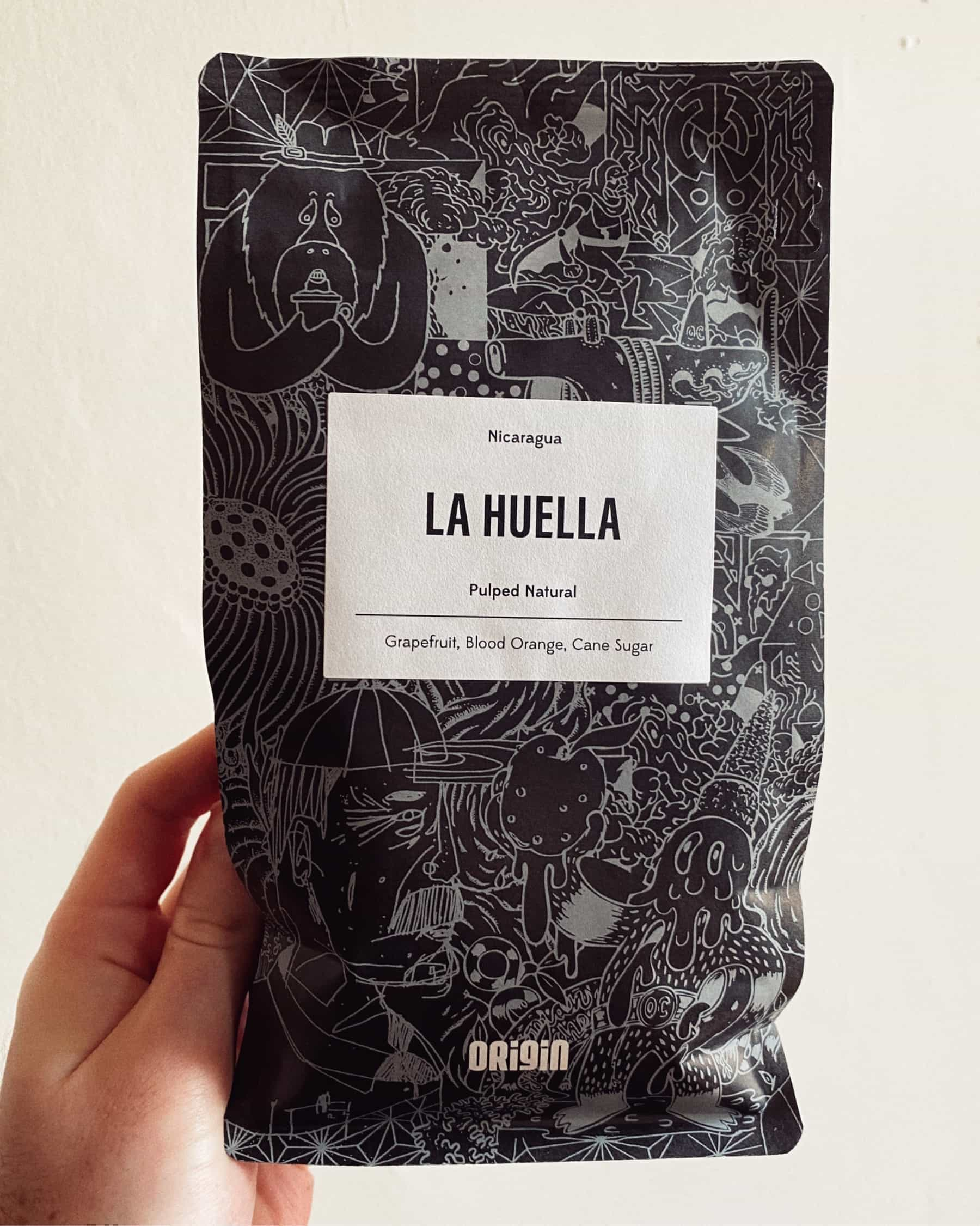 Bag of La Huella coffee beans from Origin Coffee